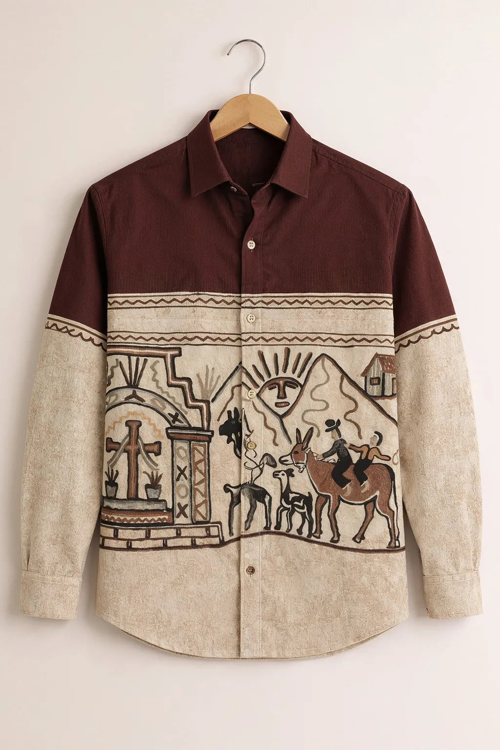 Tribal Art Panel Designer Shirt - Image 1