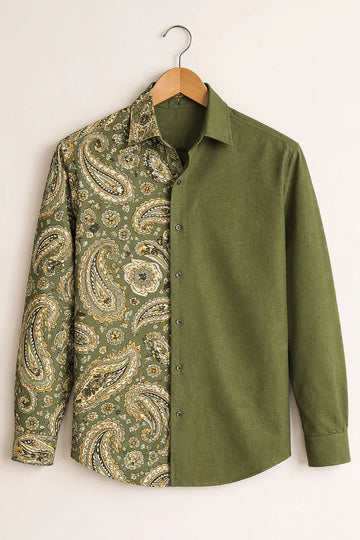 Olive Green Paisley Fusion Shirt