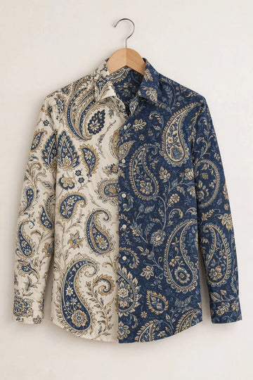 Men's Royal Blue Paisley Contrast Shirt