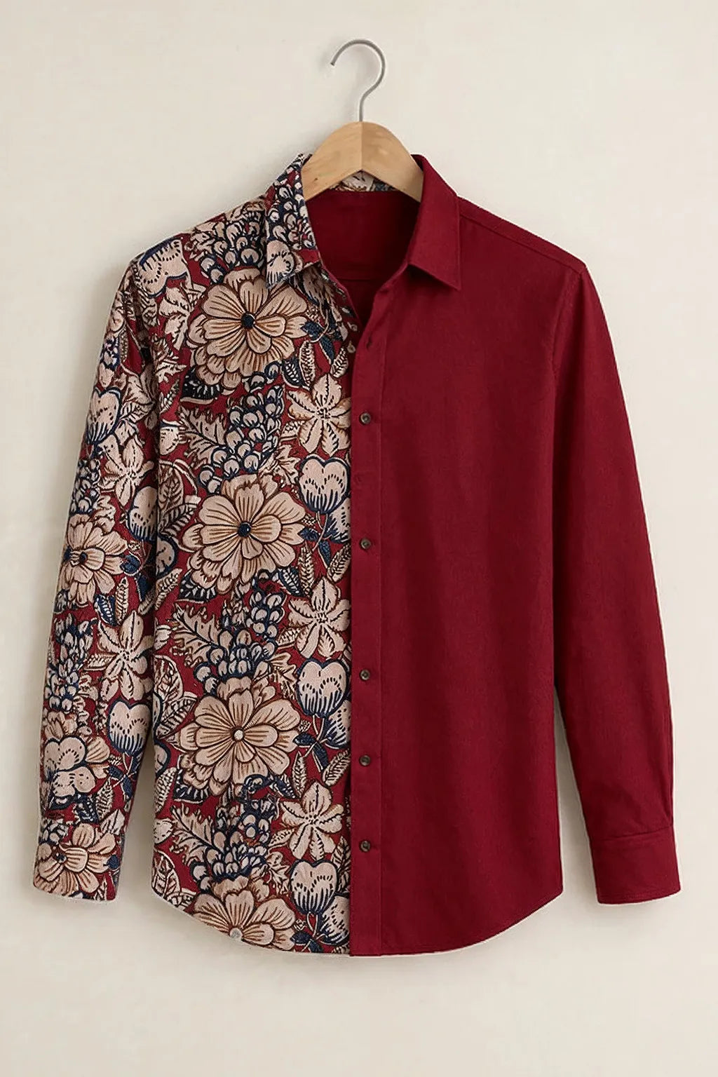 Split Design Floral Statement Shirt