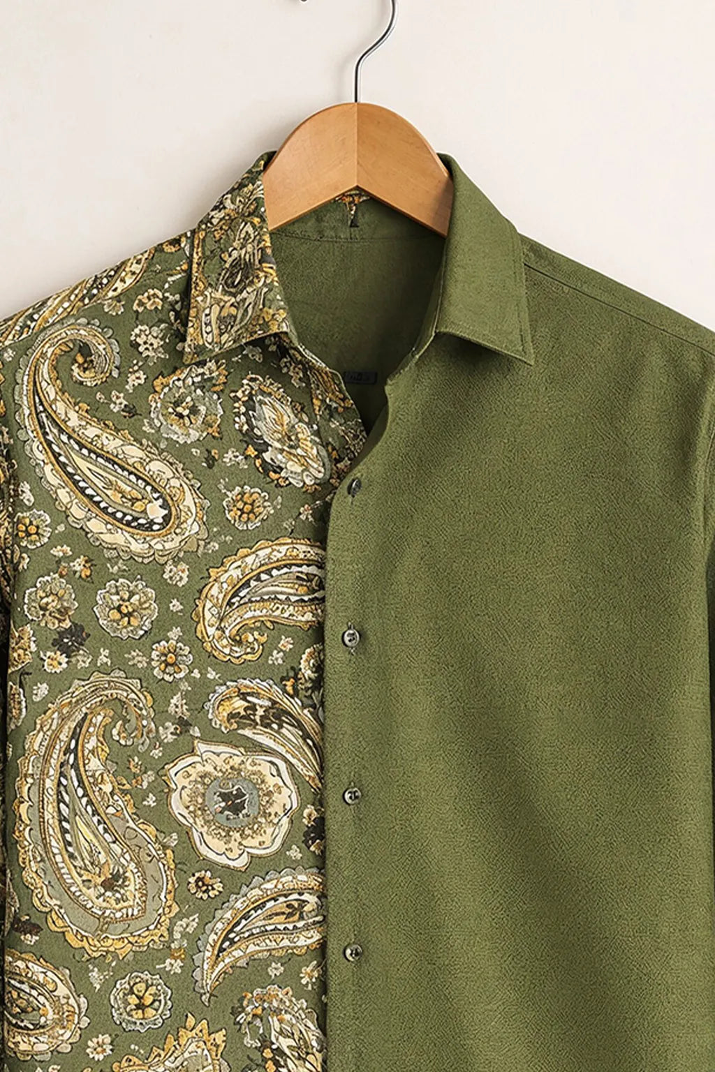 Olive Green Paisley Fusion Shirt