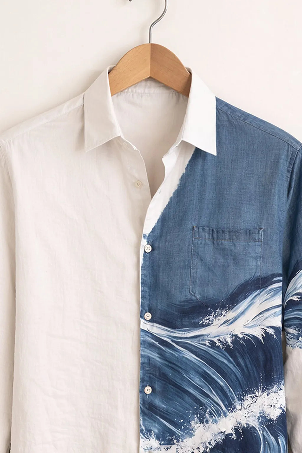 Men's Sea Wave Artistic Print Shirt