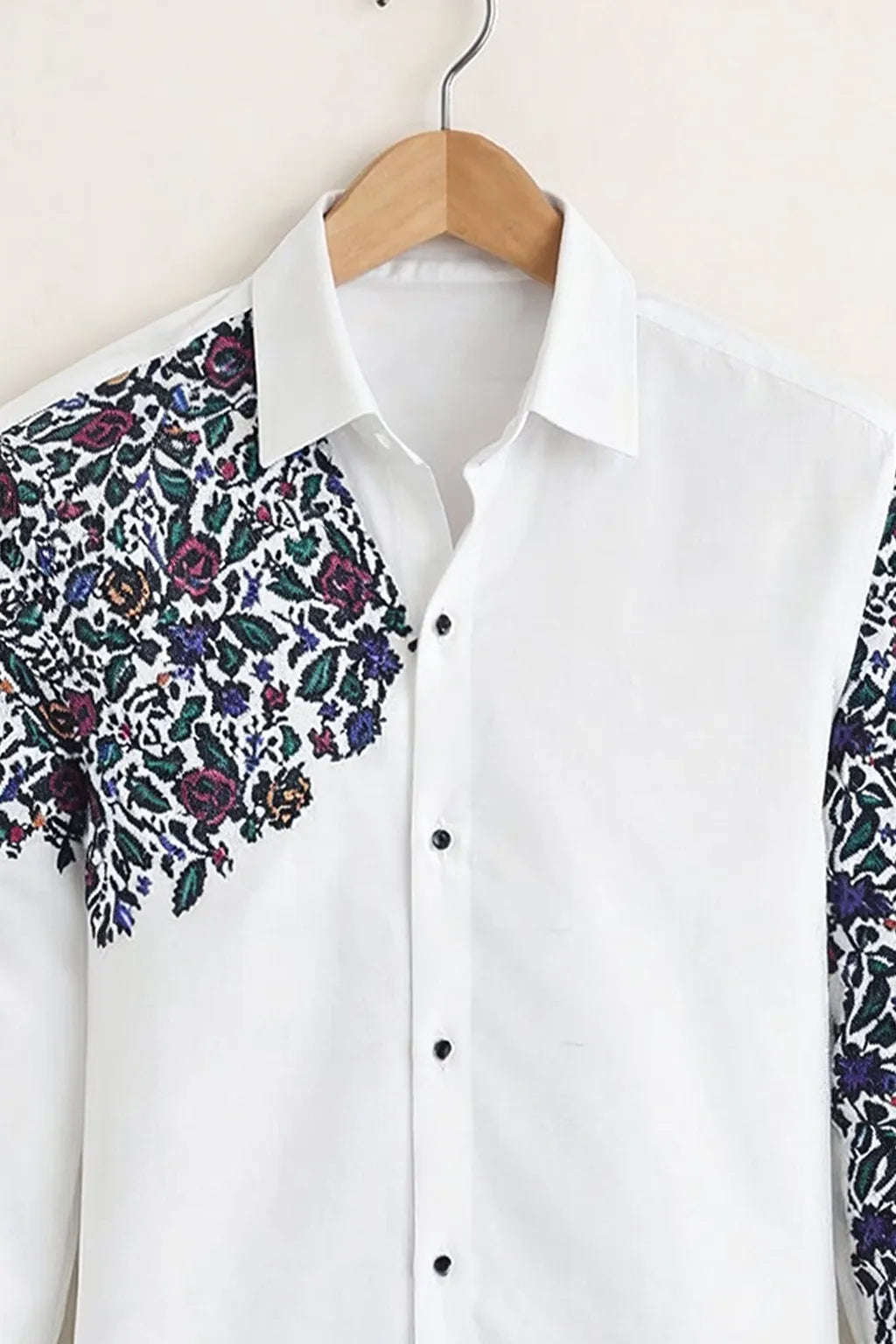 Men's White Floral Sleeve Designer shirt