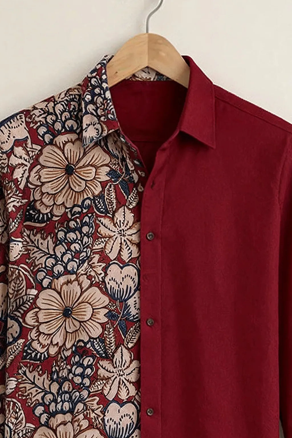 Split Design Floral Statement Shirt