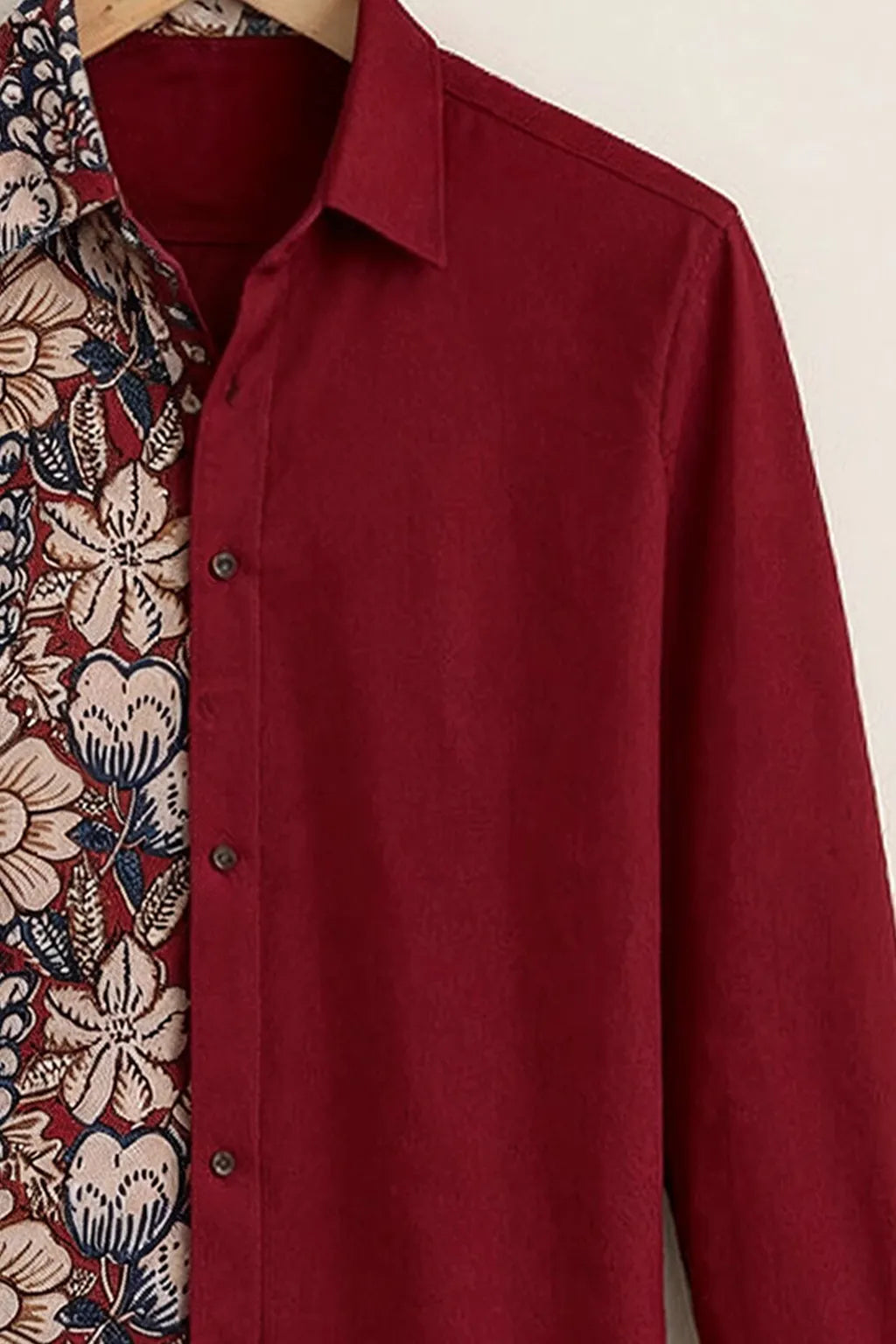 Split Design Floral Statement Shirt