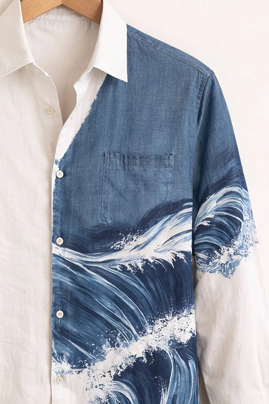 Men's Sea Wave Artistic Print Shirt