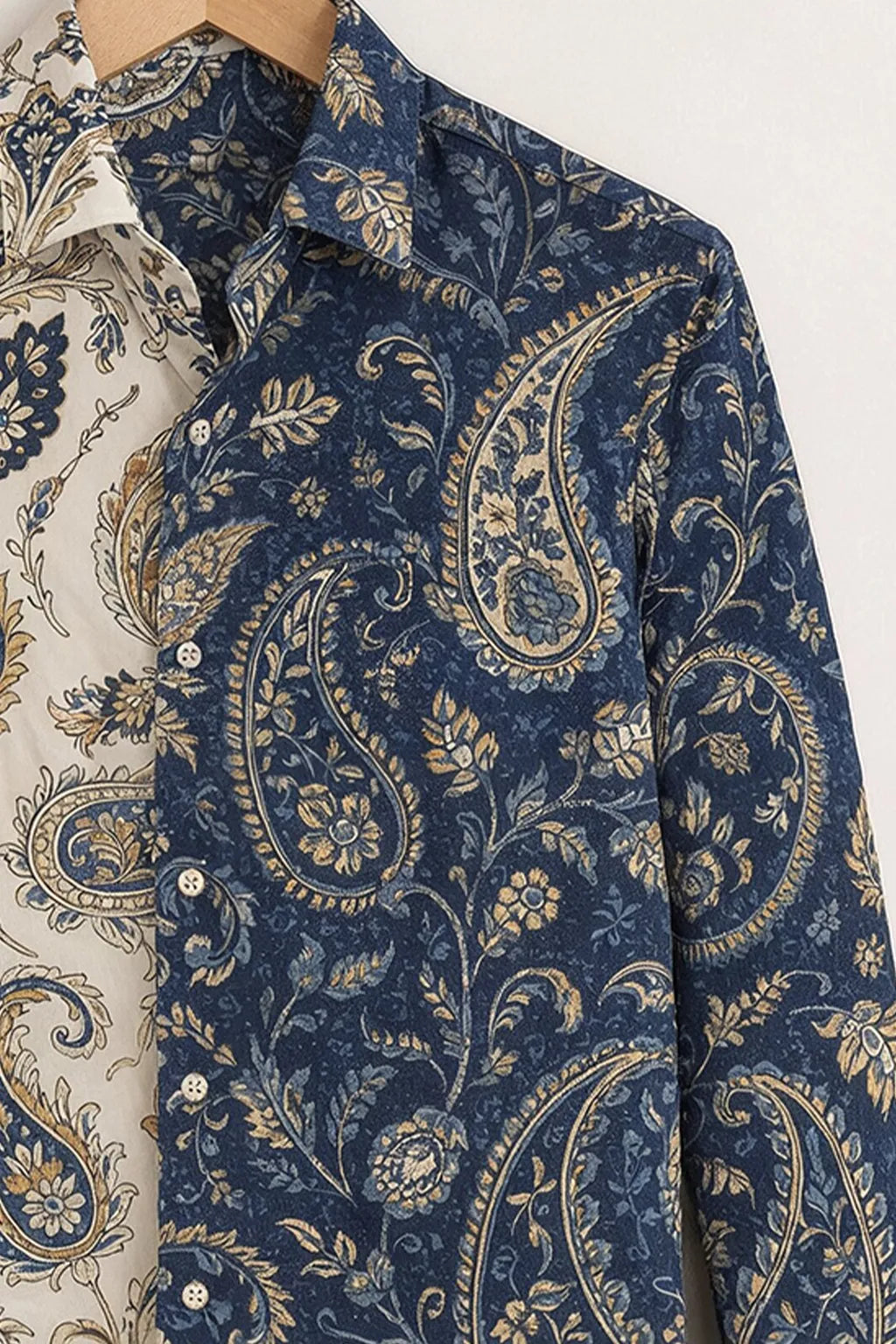 Men's Royal Blue Paisley Contrast Shirt
