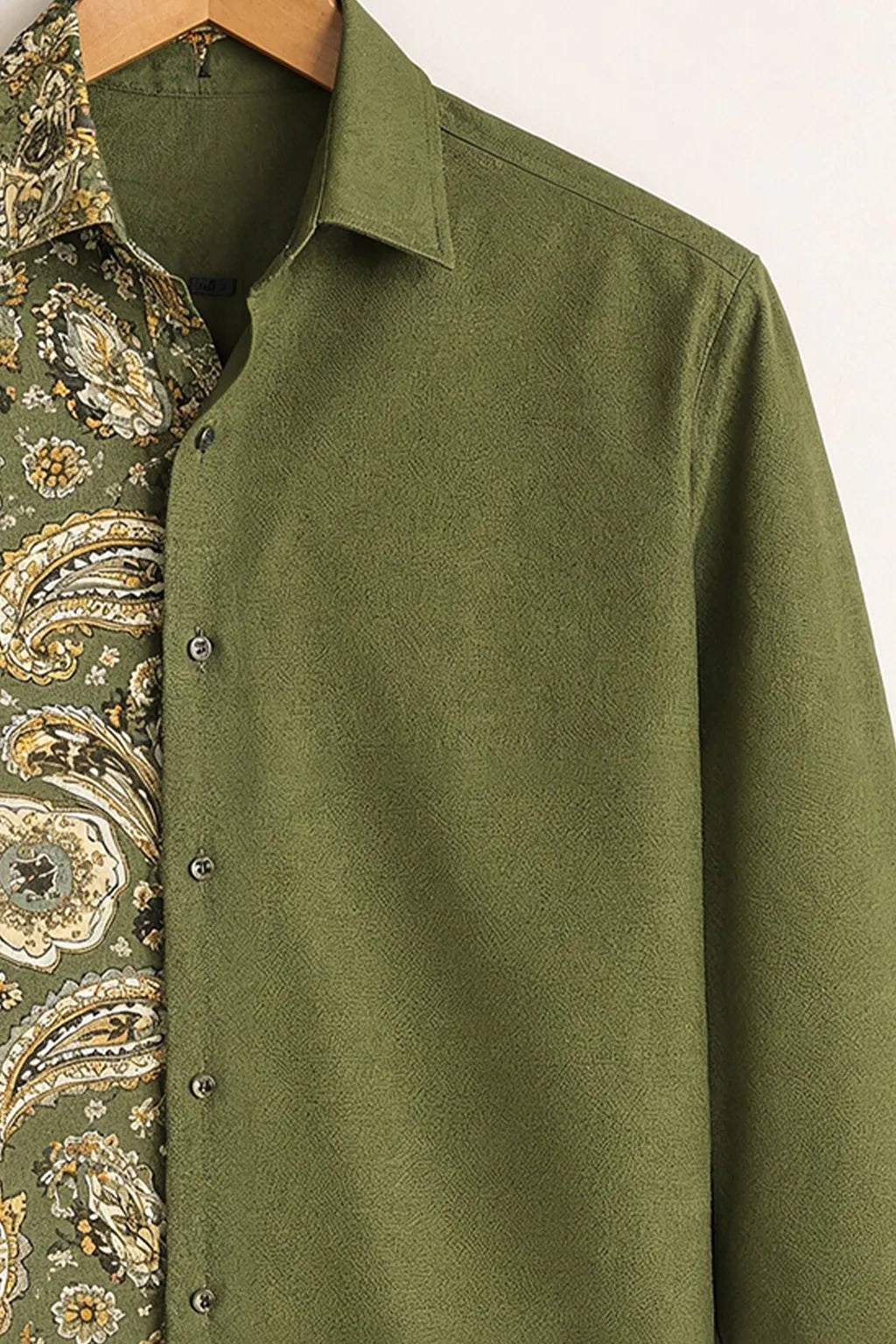 Olive Green Paisley Fusion Shirt